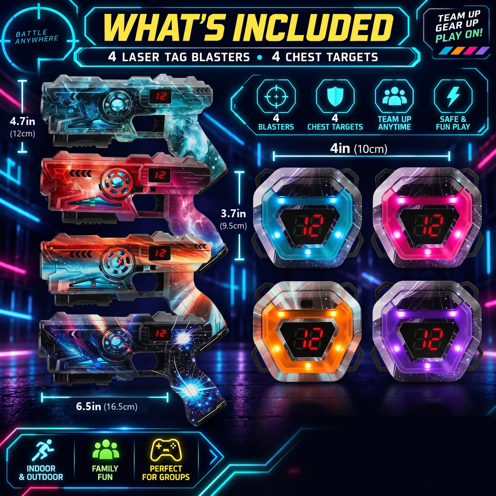 Neon Infrarot-Lasertag-Set mit LED-Westen · 2 bis 12 Spieler