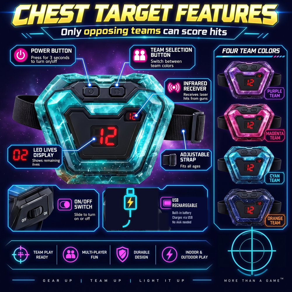 Neon Infrarot-Lasertag-Set mit LED-Westen · 2 bis 12 Spieler