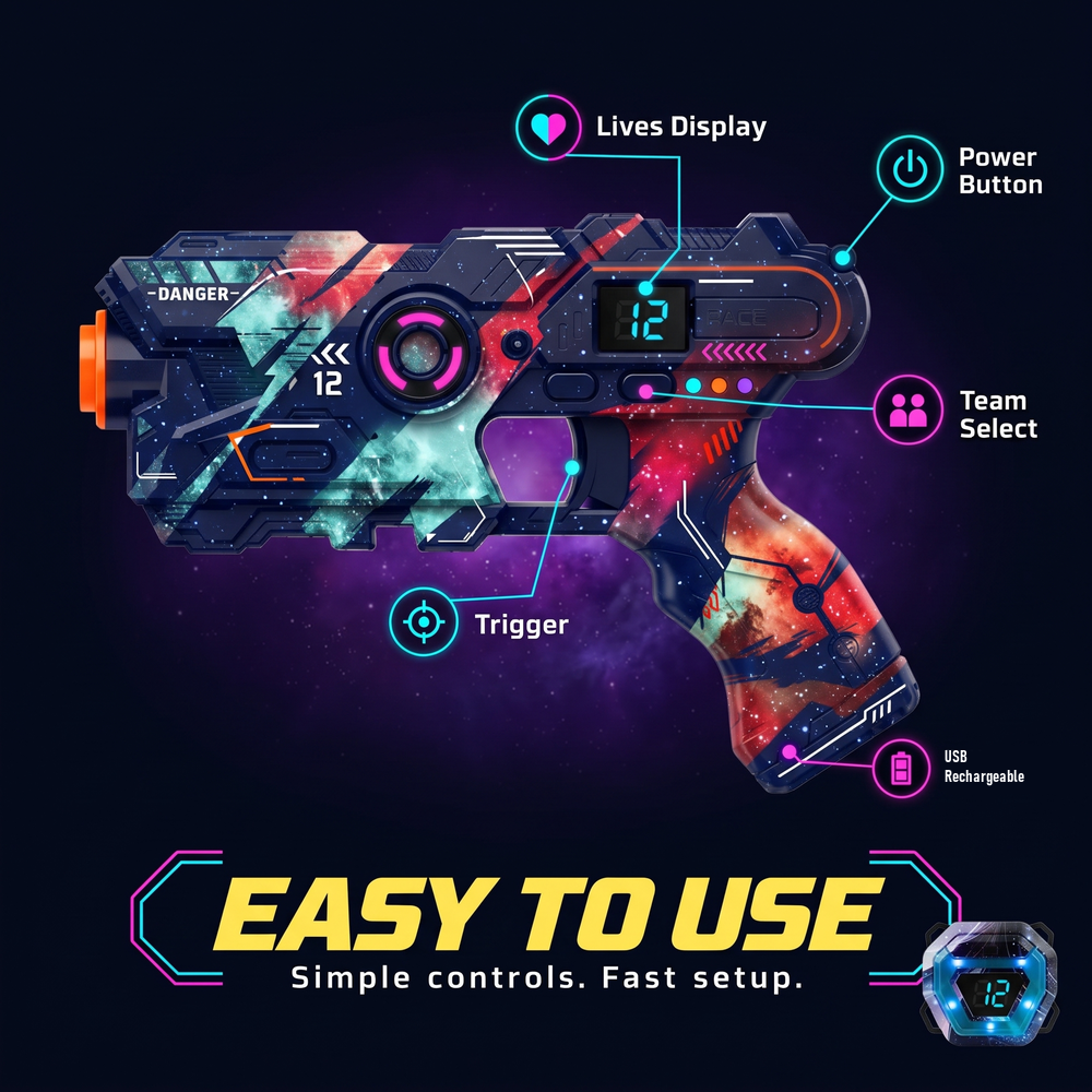 Neon Infrarot-Lasertag-Set mit LED-Westen · 2 bis 12 Spieler