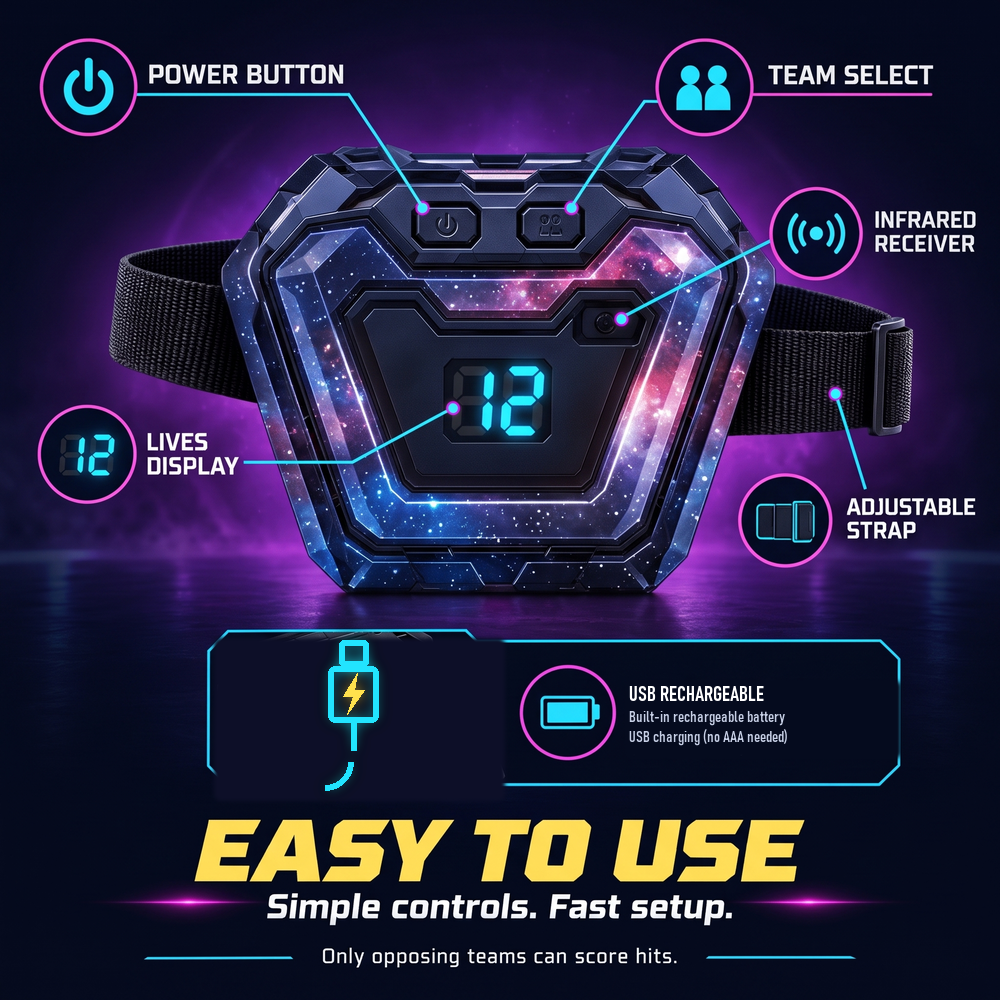 Neon Infrarot-Lasertag-Set mit LED-Westen · 2 bis 12 Spieler