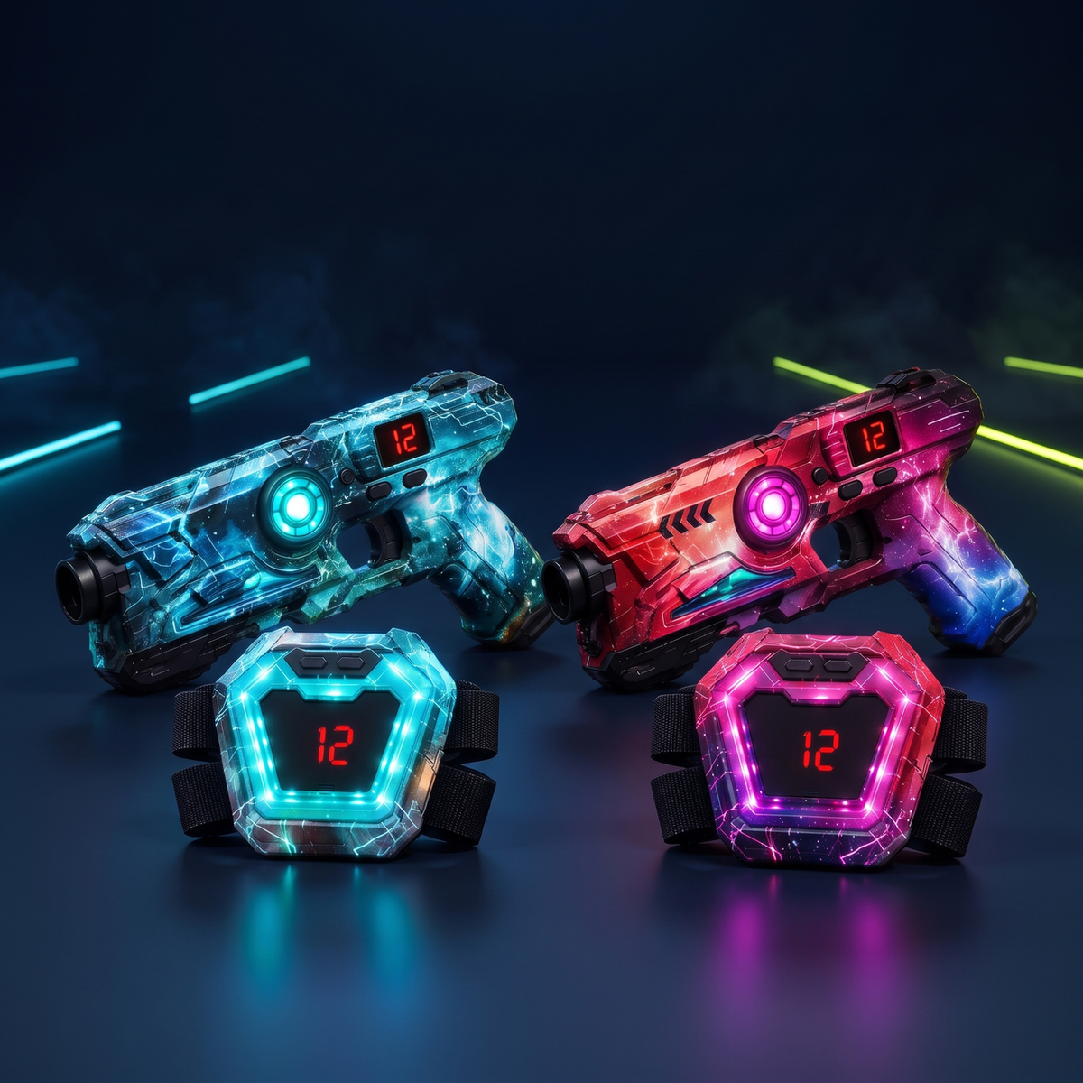 Neon Infrarot-Lasertag-Set mit LED-Westen · 2 bis 12 Spieler