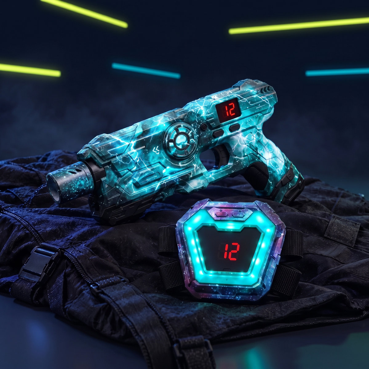 Neon Infrared Laser Tag Set with LED Vests · 2–12 Players
